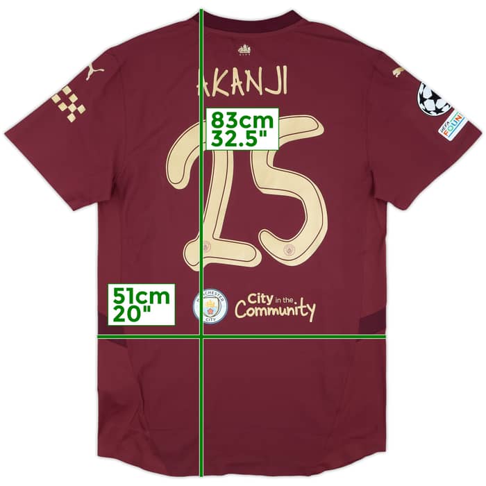 2024-25 Manchester City Match Issue Champions League Third Shirt Akanji #25