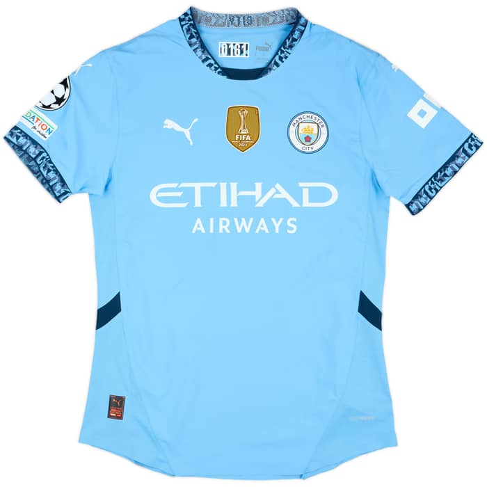 2024-25 Manchester City Match Issue Champions League Home Shirt Stones #5