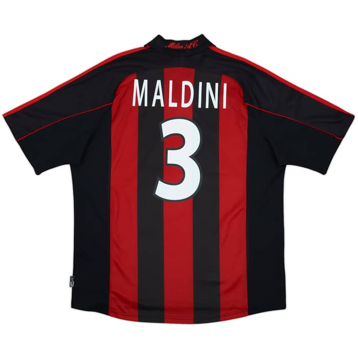 2000-02 AC Milan Home Shirt Maldini #3 - 9/10 - (XL)