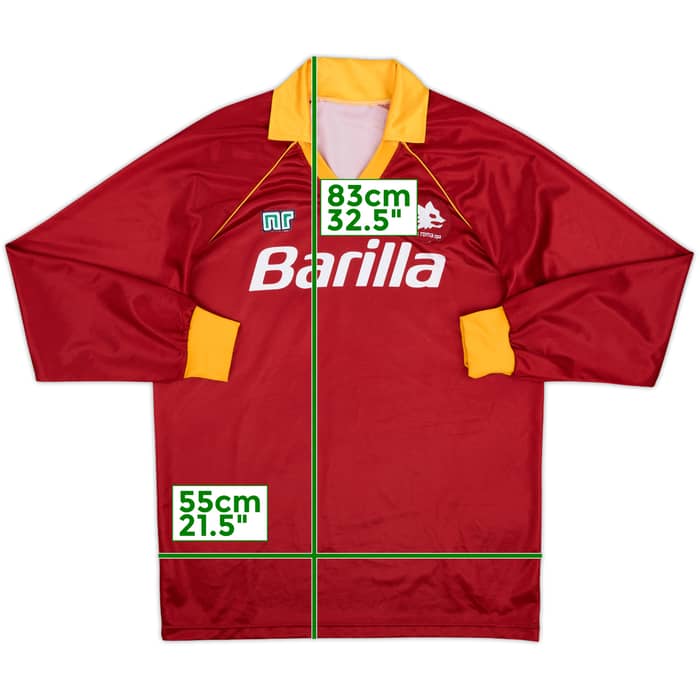 1990-91 Roma Home L/S Shirt - 9/10 - (XL)