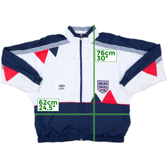 1990-92 England Umbro Track Jacket - 8/10 - (L)