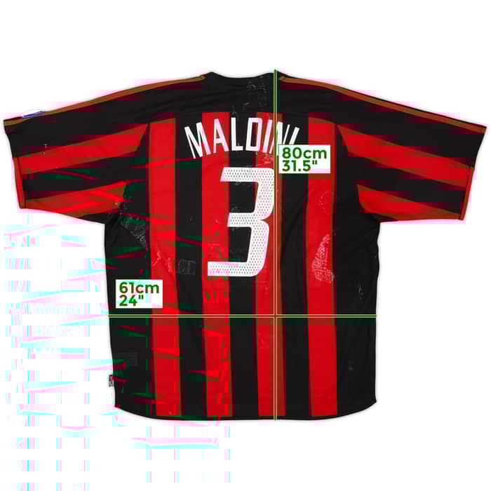2003-04 AC Milan Home Shirt Maldini #3 - 4/10 - (XL)