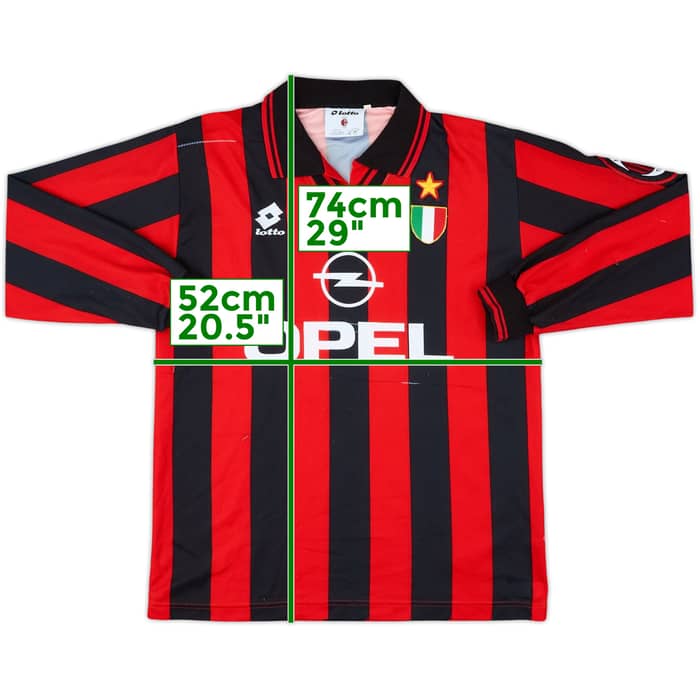 1994-95 AC Milan Home L/S Shirt Maldini #3 - 5/10 - (M)