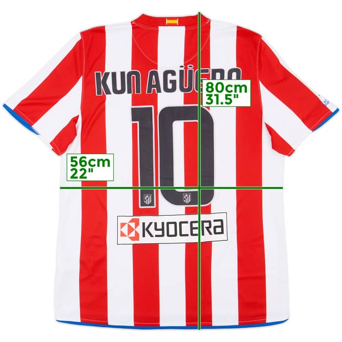2008-09 Atletico Madrid Home Shirt Kun Aguero #10 - 8/10 - (L)
