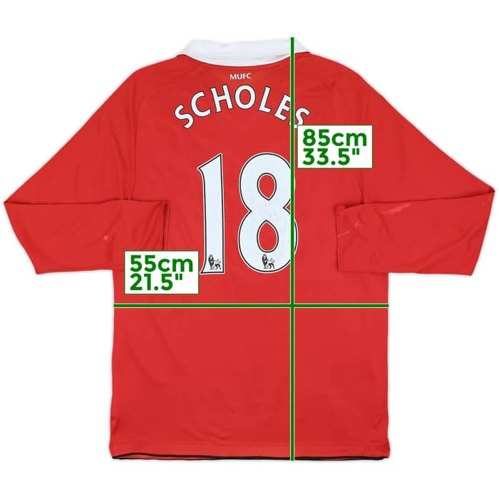 2010-11 Manchester United Home L/S Shirt Scholes #18 - 5/10 - (L)