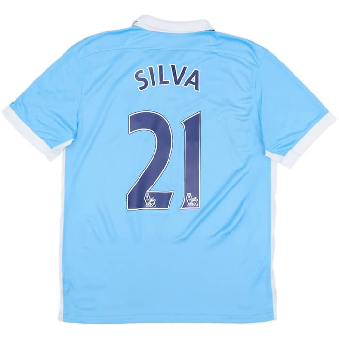 2015-16 Manchester City Home Shirt Silva #21 - 8/10 - (M)