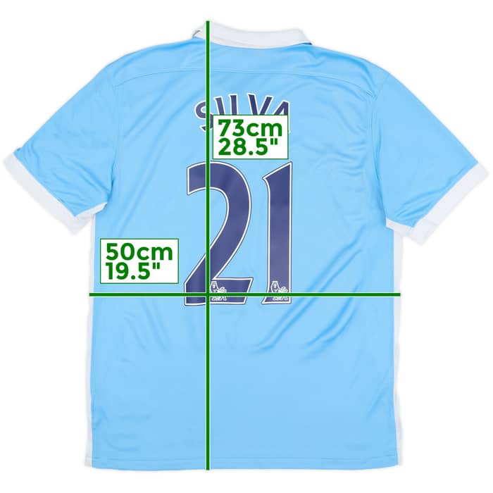 2015-16 Manchester City Home Shirt Silva #21 - 8/10 - (M)