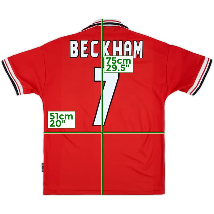 1998-00 Manchester United Home Shirt Beckham #7 - 9/10 - (L)