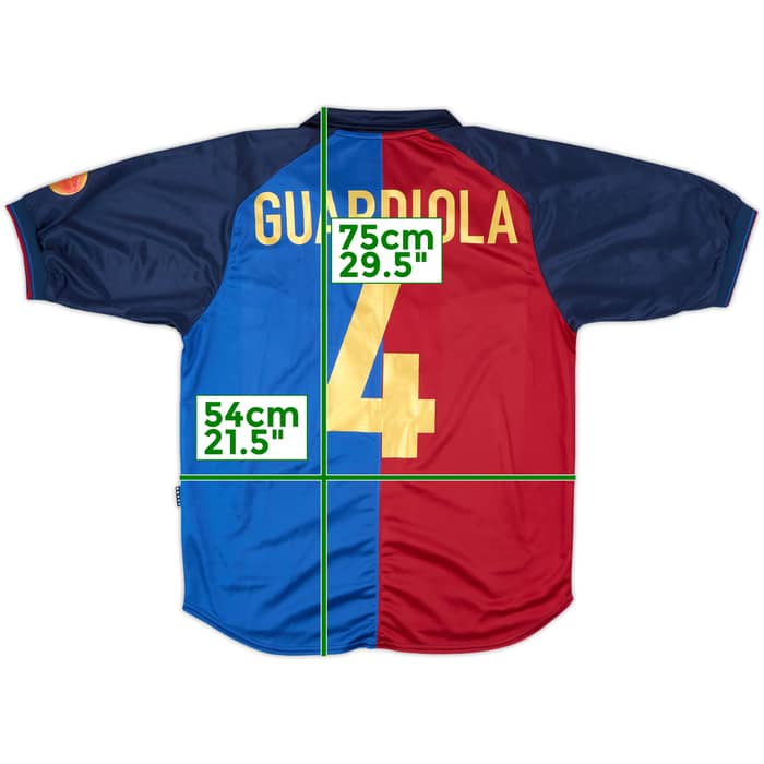 1999-00 Barcelona Centenary Home Shirt Guardiola #4 - 9/10 - (M)