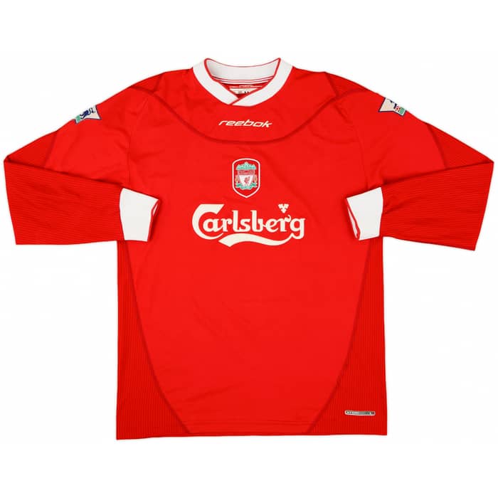 2002-04 Liverpool Home L/S Shirt Gerrard #8 - 8/10 - (M)