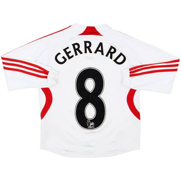 2007-08 Liverpool Away L/S Shirt Gerrard #8 - 5/10 - (S.Boys)