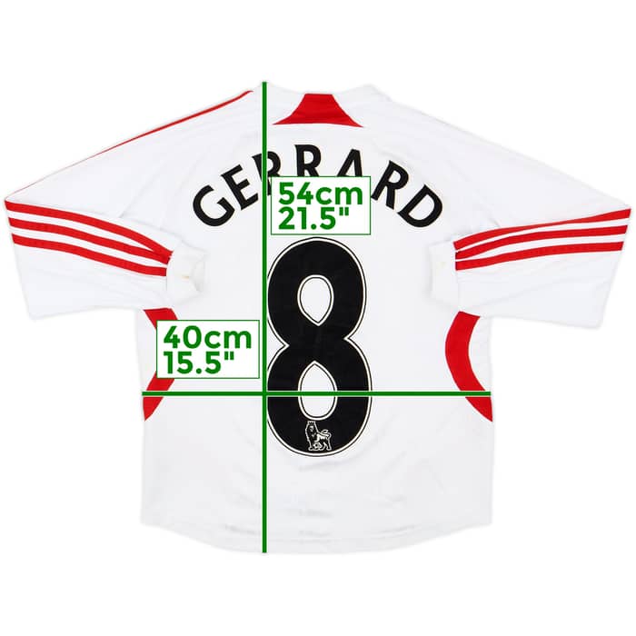 2007-08 Liverpool Away L/S Shirt Gerrard #8 - 5/10 - (S.Boys)