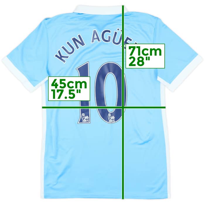 2015-16 Manchester City Home Shirt Kun Aguero #10 - 7/10 - (S)