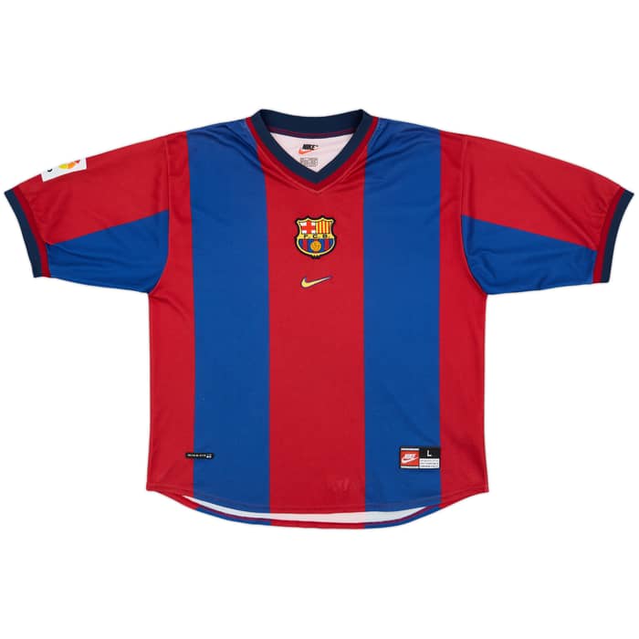 1998-00 Barcelona Home Shirt Guardiola #4 - 8/10 - (L)
