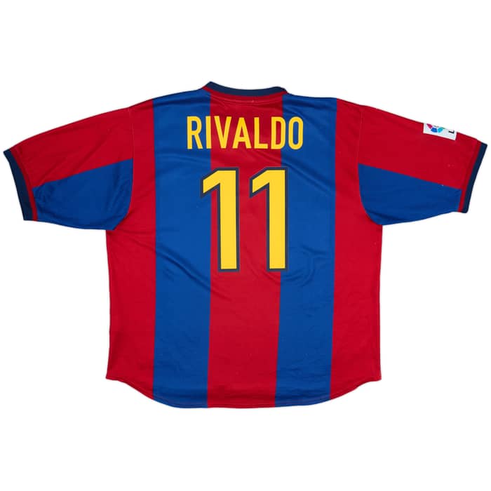 1998-00 Barcelona Home Shirt Rivaldo #11 - 8/10 - (XXL)