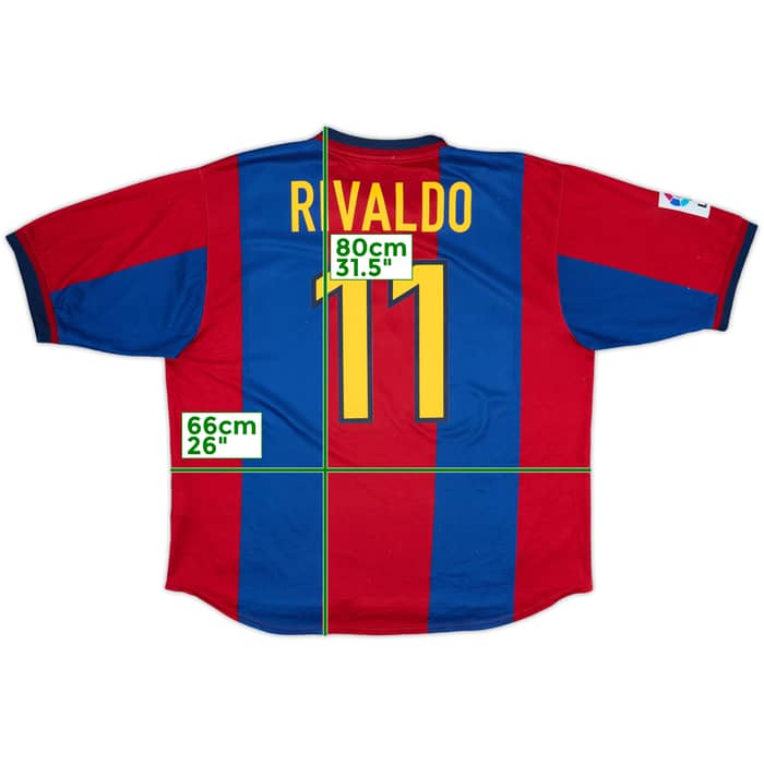 1998-00 Barcelona Home Shirt Rivaldo #11 - 8/10 - (XXL)