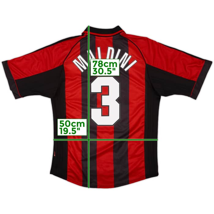 1998-00 AC Milan Home Shirt Maldini #3 - 7/10 - (M)
