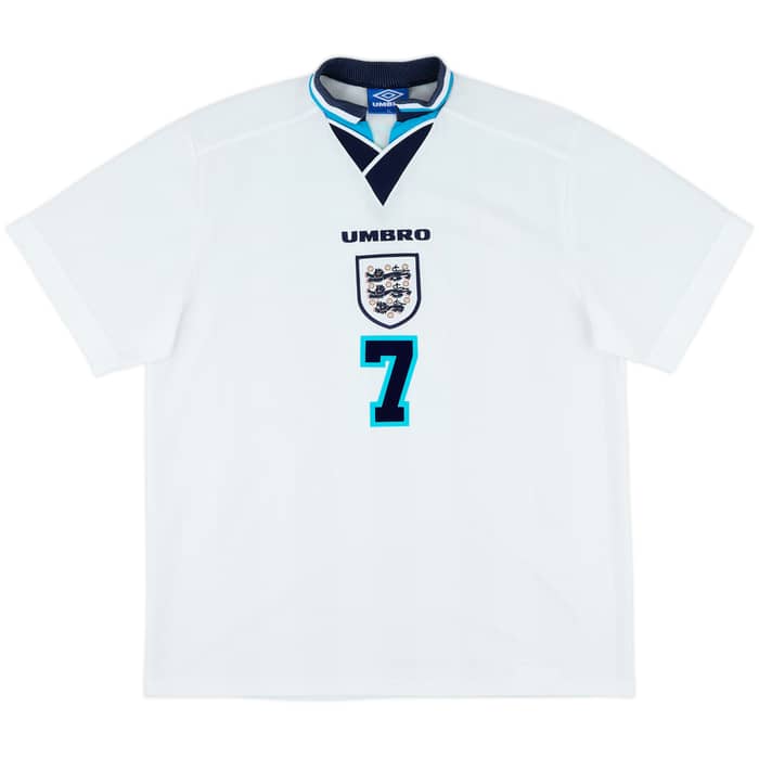 1995-97 England Home Shirt Beckham #7 - 9/10 - (XL)