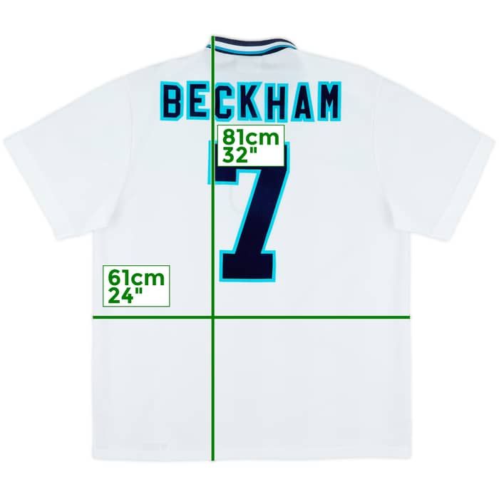 1995-97 England Home Shirt Beckham #7 - 9/10 - (XL)