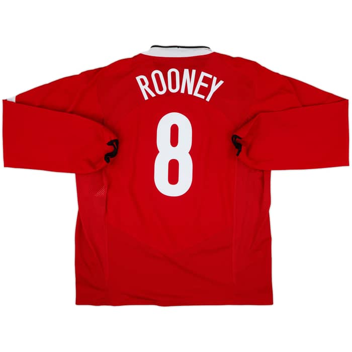 2004-06 Manchester United Home L/S Shirt Rooney #8 - 10/10 - (XXL)