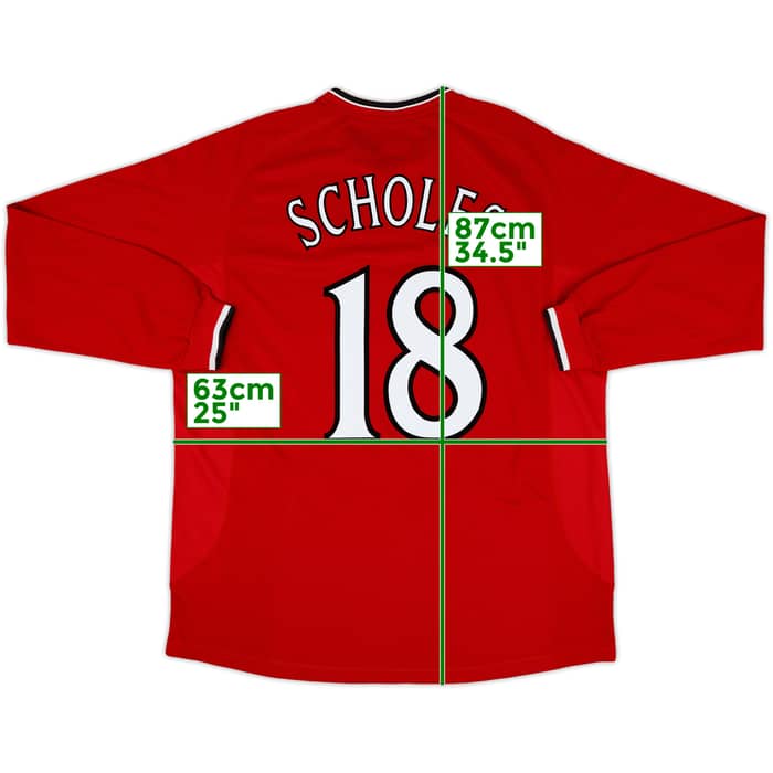 2000-02 Manchester United Home L/S Shirt Scholes #18 - 10/10 - (XXL)