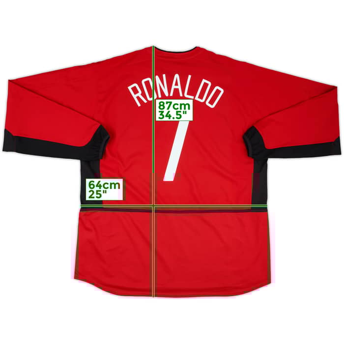 2002-04 Manchester United Home L/S Shirt Ronaldo #7 - 9/10 - (XXL)