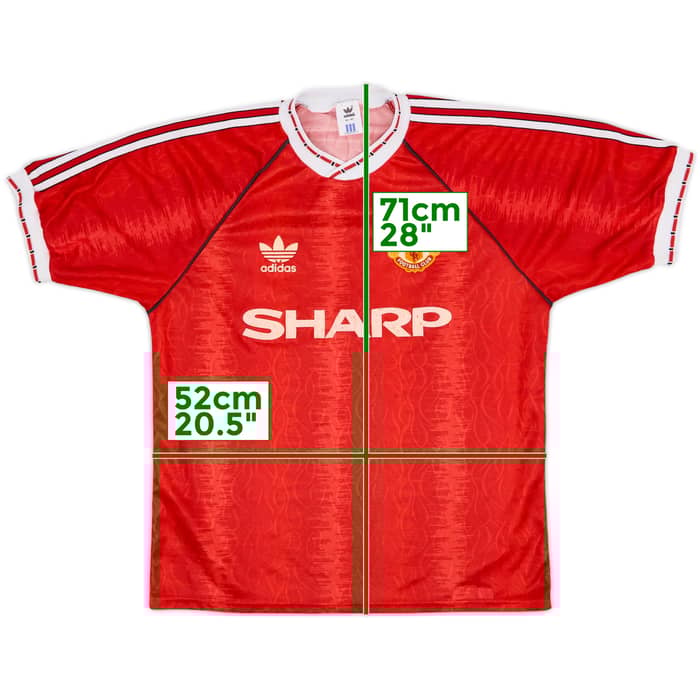 1990-92 Manchester United Home Shirt - 7/10 - (L)