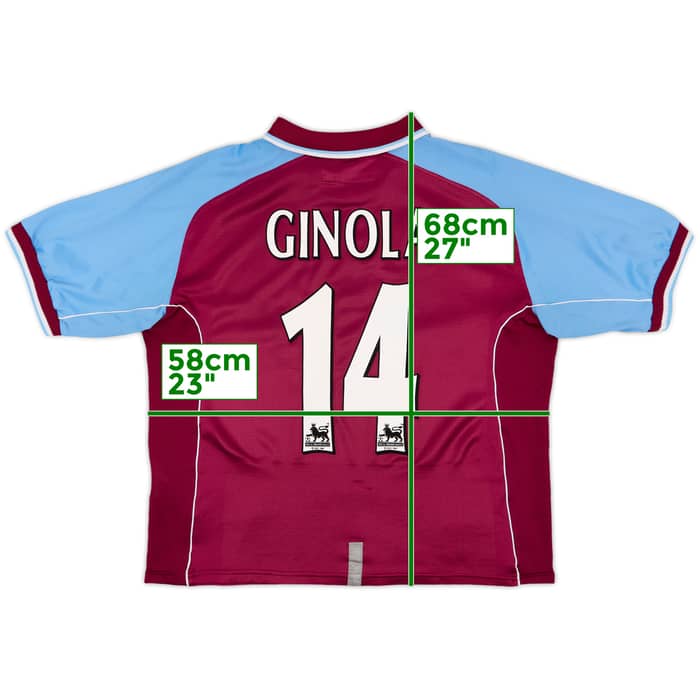 2000-01 Aston Villa Home Shirt Ginola #14 - 8/10 - (L)