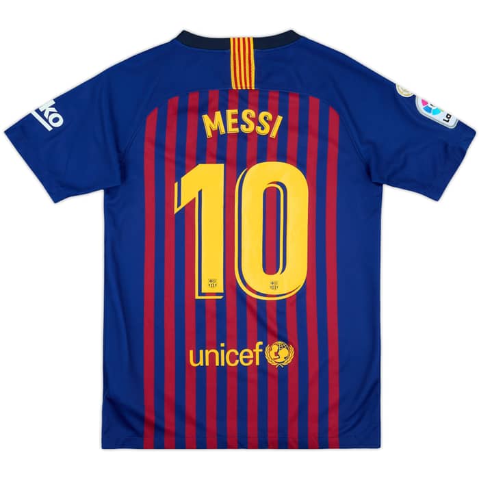2018-19 Barcelona Home Shirt Messi #10 - 9/10 - (L.Boys)