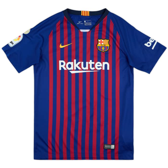 2018-19 Barcelona Home Shirt Messi #10 - 9/10 - (L.Boys)