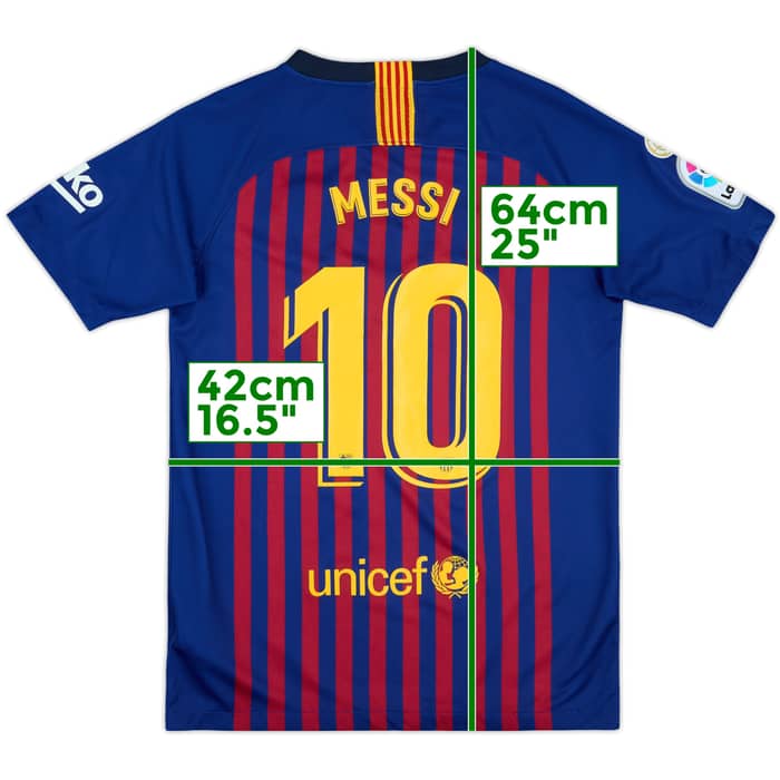 2018-19 Barcelona Home Shirt Messi #10 - 9/10 - (L.Boys)