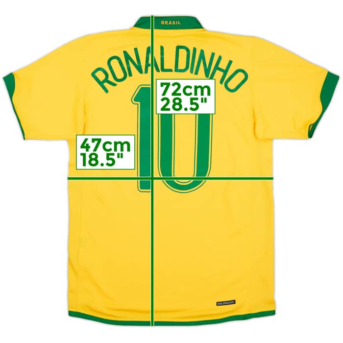 2006-08 Brazil Home Shirt Ronaldinho #10 - 8/10 - (S)