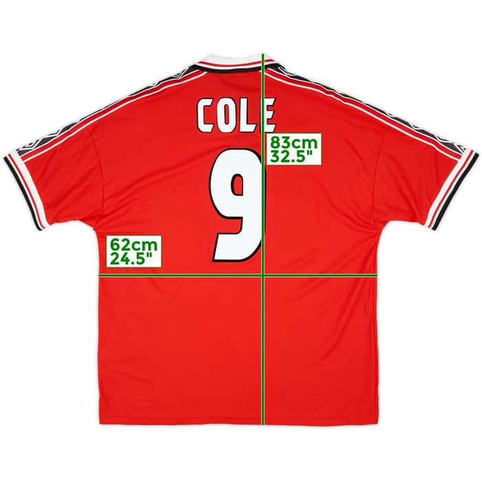 1998-00 Manchester United Home Shirt Cole #9 (XXL)