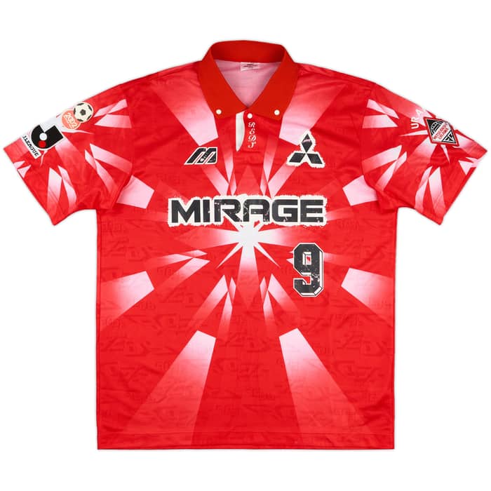 1995-96 Urawa Red Diamonds Home Shirt #9 (Fukuda) - 6/10 - (M)