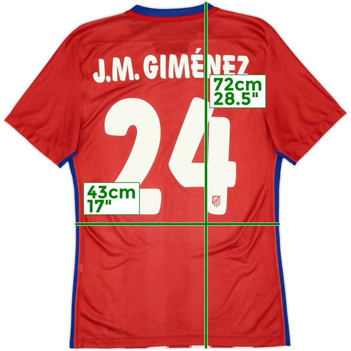 2015-16 Atletico Madrid Authentic Home Shirt J.Gimenez #24 - 8/10 - (S)