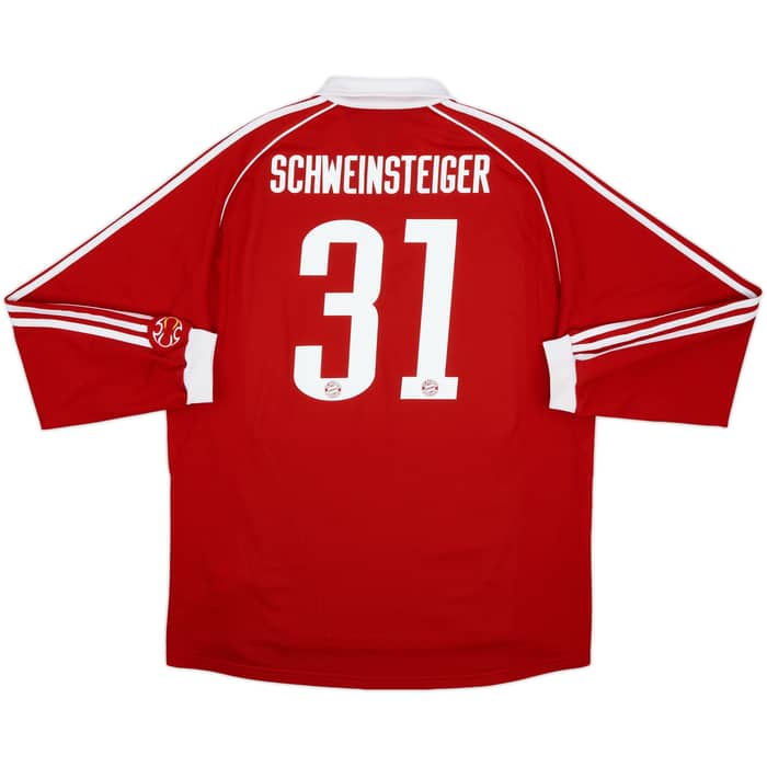 2006-07 Bayern Munich Player Issue Home L/S Shirt Schweinsteiger #31 - 6/10 - (XL)