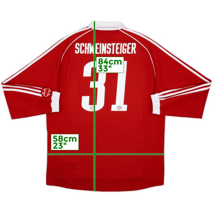 2006-07 Bayern Munich Player Issue Home L/S Shirt Schweinsteiger #31 - 6/10 - (XL)