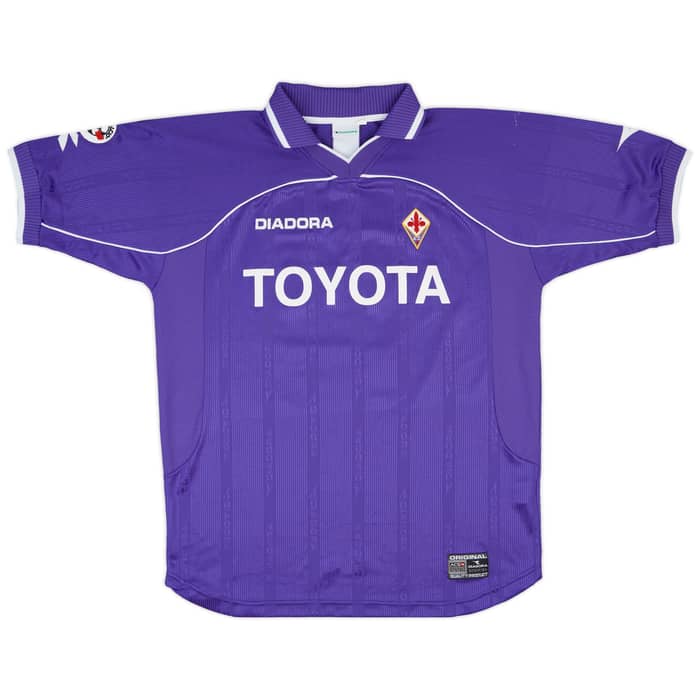 2000-01 Fiorentina Match Issue Home Shirt Vanoli #14