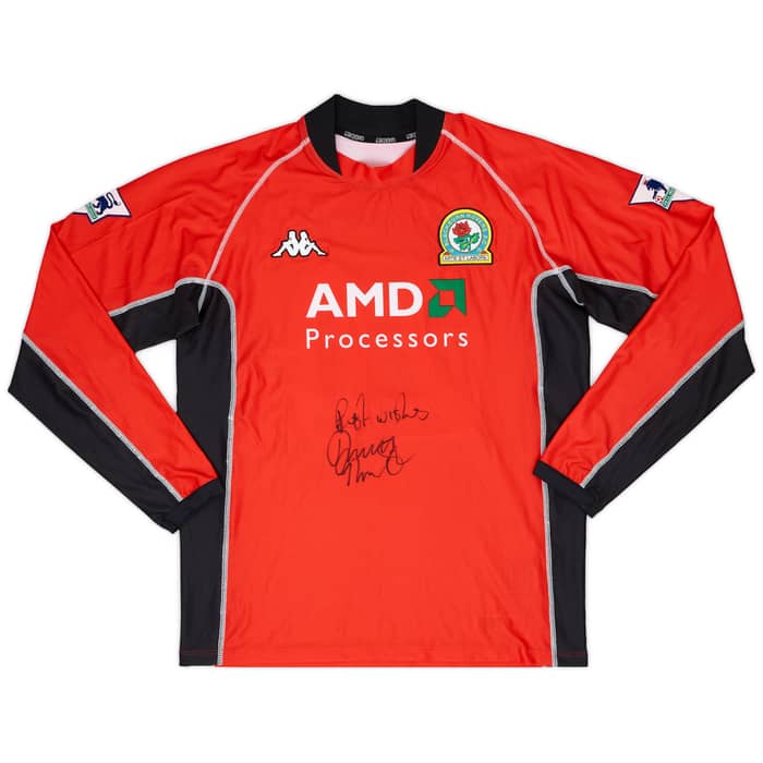 2002-03 Blackburn Match Issue Signed Away Shirt Thompson #20