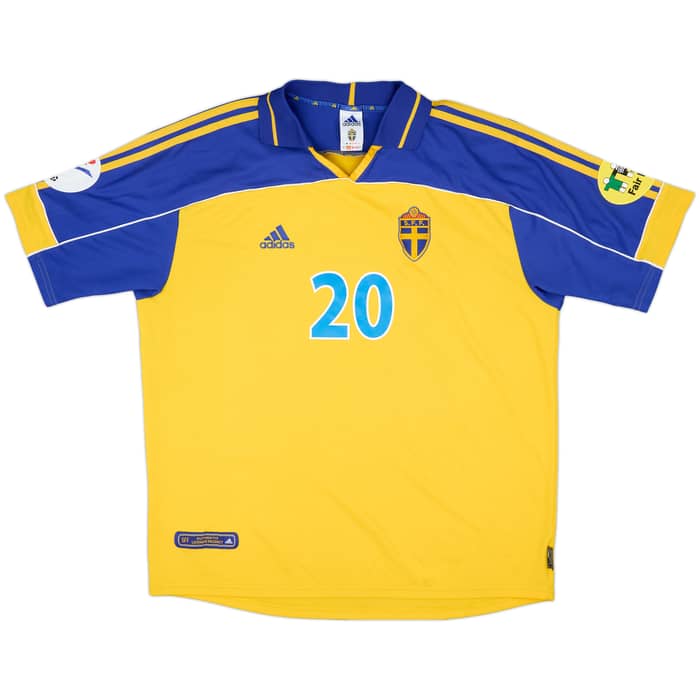 2000-02 Sweden Home Shirt Larsson #20 - 7/10 - (XL)