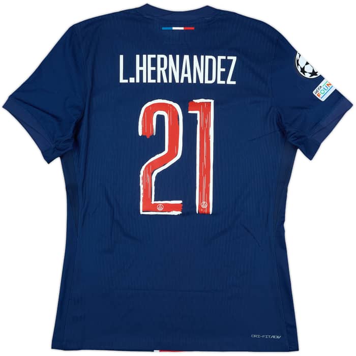 2024-25 Paris Saint-Germain Match Issue Champions League Home Shirt L. Hernandez #21