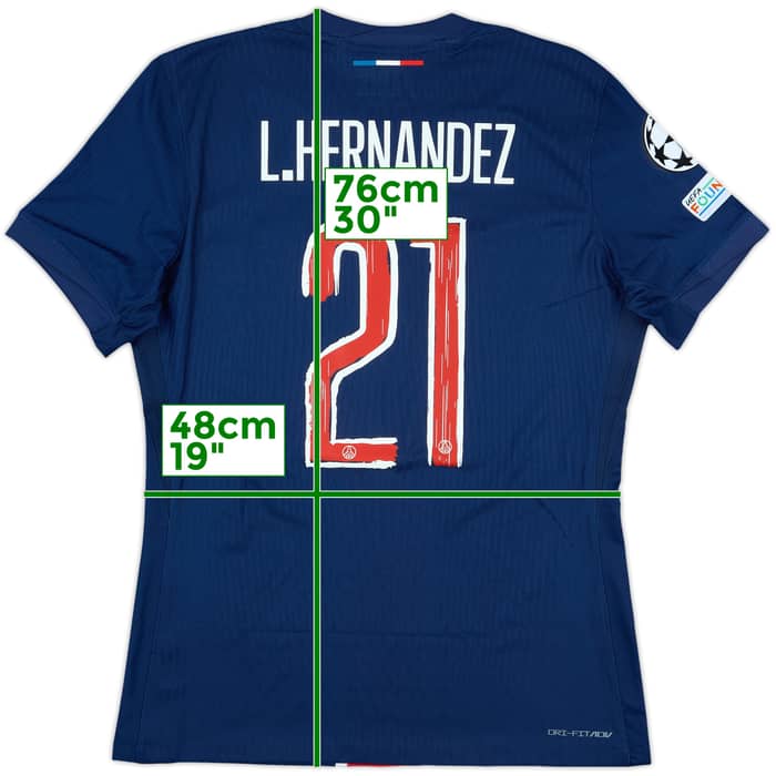 2024-25 Paris Saint-Germain Match Issue Champions League Home Shirt L. Hernandez #21