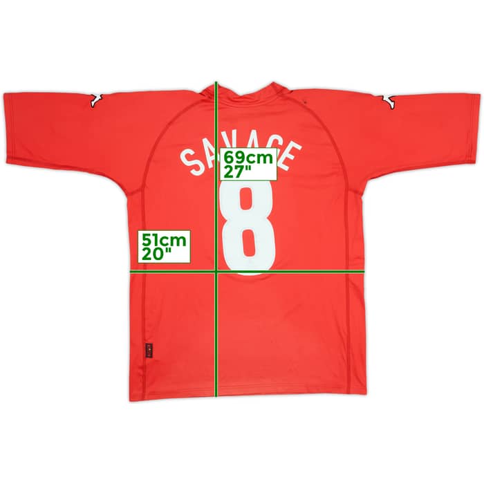 2000-01 Wales Signed Home Shirt Savage #8 - 7/10 - (XL)