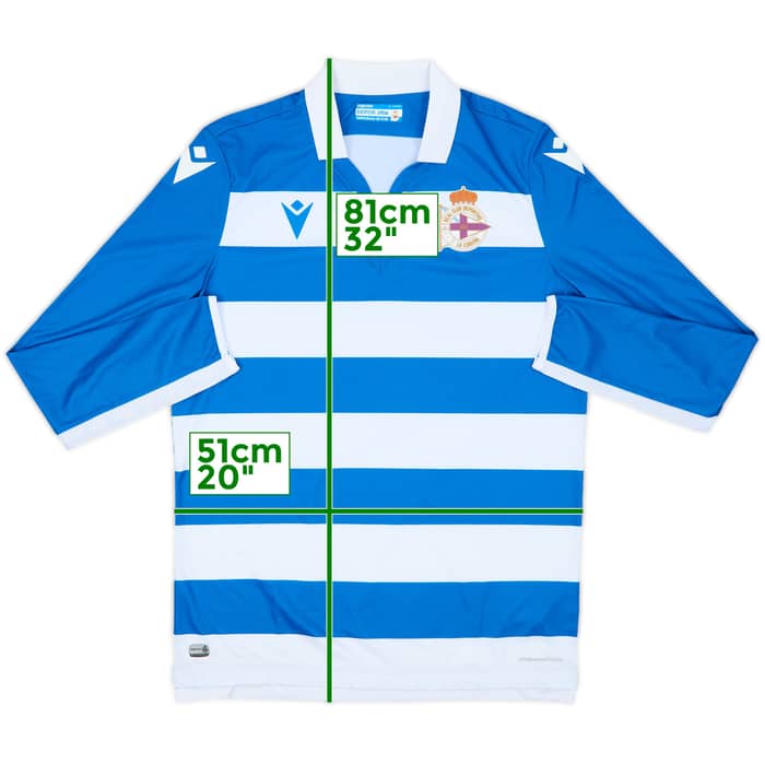 2019-20 Deportivo de La Coruna Home L/S Shirt - 8/10 - (L)