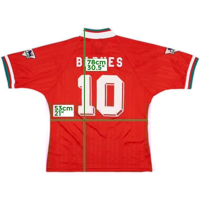 1993-95 Liverpool Home Shirt Barnes #10 - 8/10 - (L)