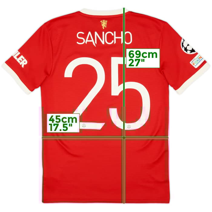 2021-22 Manchester United Home Shirt Sancho #25 - 7/10 - (S)