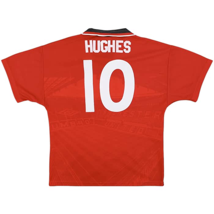 1994-96 Manchester United Home Shirt Hughes #10 - 8/10 - (Y)