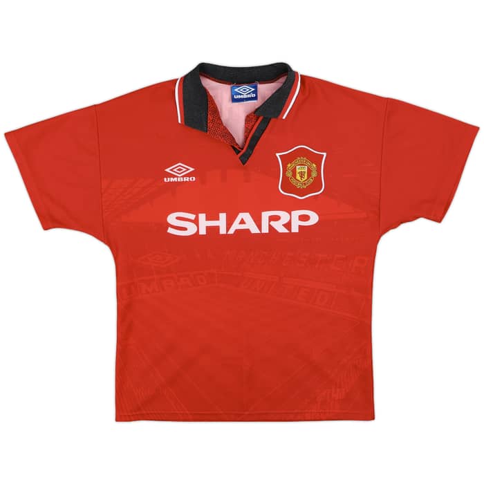 1994-96 Manchester United Home Shirt Hughes #10 - 8/10 - (Y)