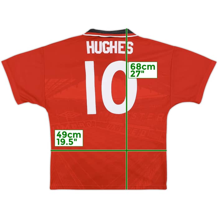 1994-96 Manchester United Home Shirt Hughes #10 - 8/10 - (Y)