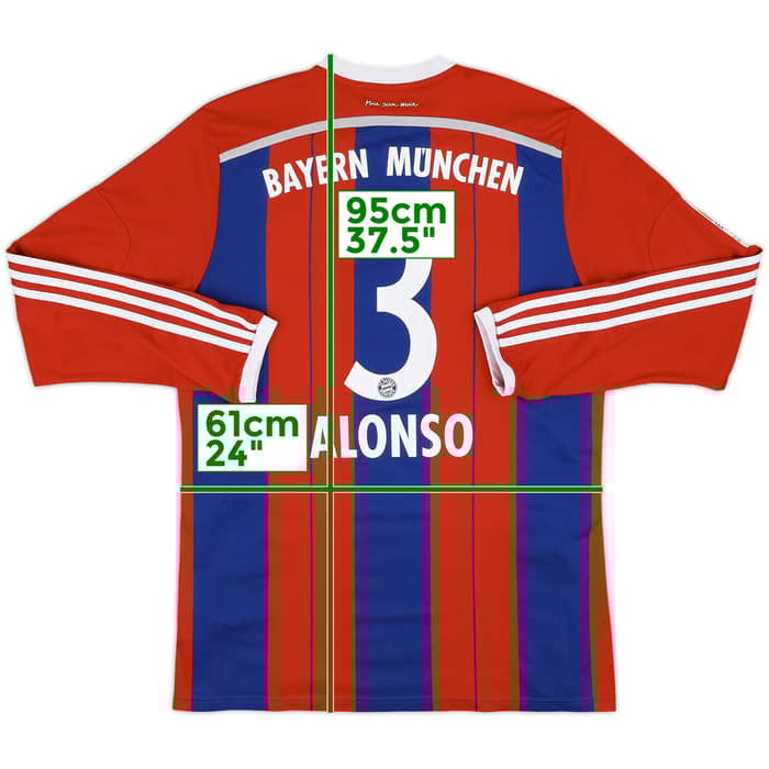 2014-15 Bayern Munich Home L/S Shirt Alonso #3 - 6/10 - (XL)